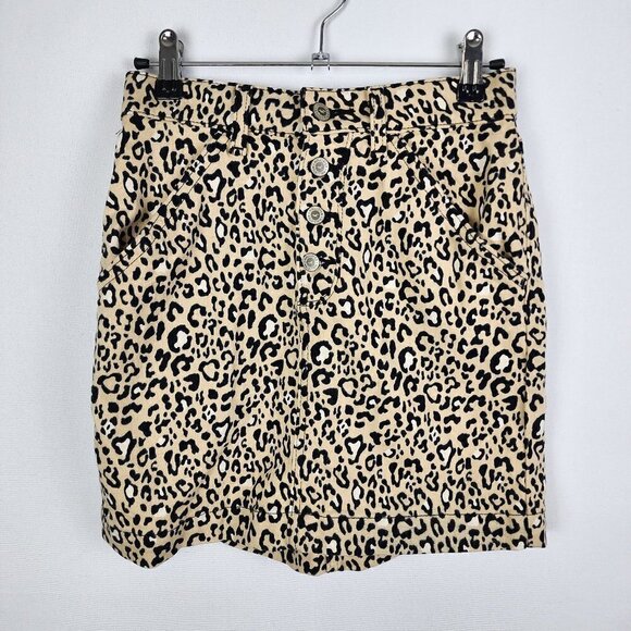 Hollister Ultra High-rise Button Fly Cheetah Print Mini Skirt 0 - Picture 1 of 3